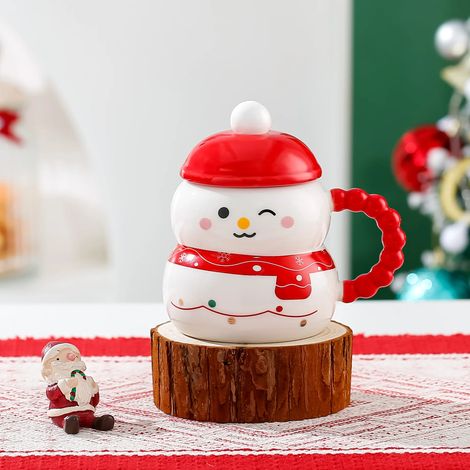 Mug en céramique représentant le Père Noël et un bonhomme de neige, cadeau de Noël, mug pour couple, décoration intérieure