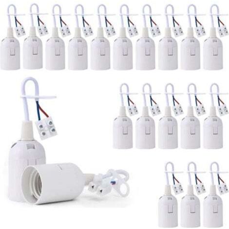 20 portalampade a vite E27 per cantieri edili, supporti per plafoniere con base E27, portalampade a incasso per lampadine a incandescenza e alogene (bianchi)