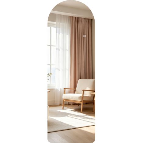 HOMCOM espejo de cuerpo entero con luces, 120x40 cm, arqueado, sin marco, 3 temperaturas de color, brillo ajustable, funcion memoria, transparente (1/5)