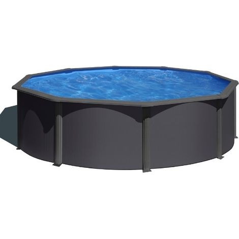 PISCINA GRE REDONDA KEA KIT460GY DESMONTABLE IMITACION ANTRACITA GRE