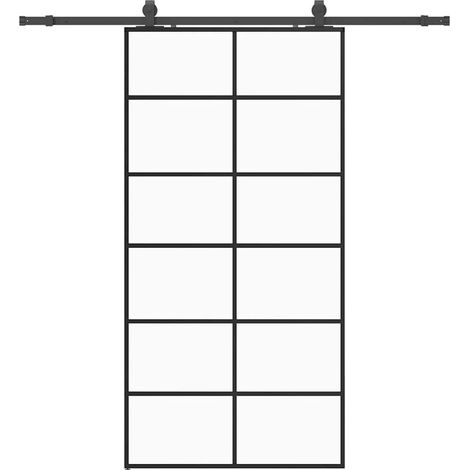 Maison Exclusive - Schiebetür mit Beschlag Schwarz 102x205 cm ESG
