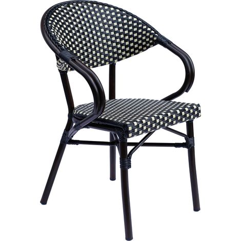 Oviala – Fauteuil de jardin en aluminium noir – Dossier arrondi – Hauteur d'assise 45 cm – Largeur 60 cm – Profondeur 57 cm – Poids 6 kg