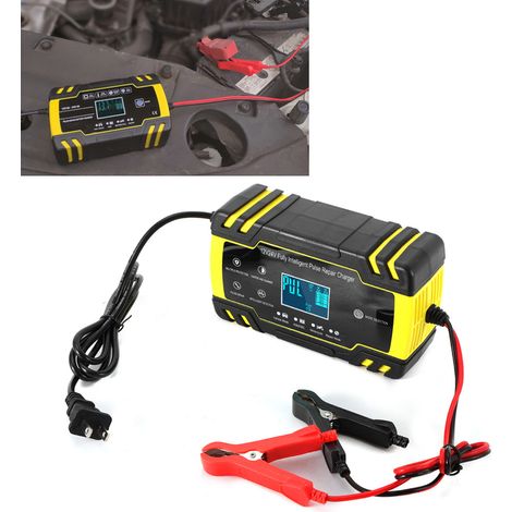 Chargeur automatique de batterie pour voiture et moto, charge rapide intelligente, écran LCD, prise américaine 100-240 V (1/5)
