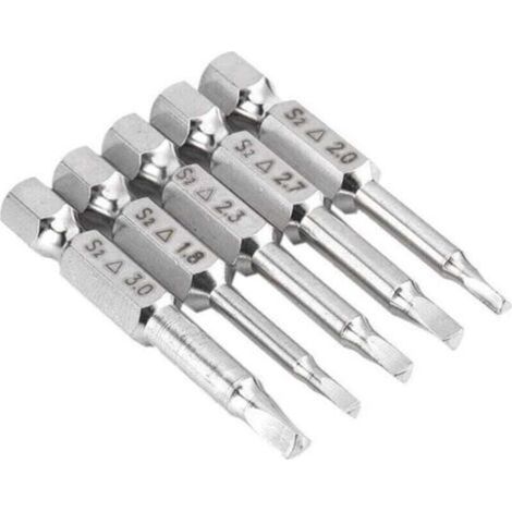 5-teiliges magnetisches Schraubendreher-Bit-Set mit dreieckigem Kopf, S2-Stahl, 1,8 mm, 2 mm, 2,3 mm, 2,7 mm, 3 mm, 6,35 mm Sechskantschaft, 50 mm Länge (1/4)