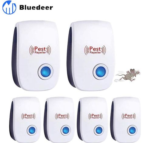 Répulsif À Ultrasons - Pour Souris Et Insectes - Portée 1200 Pieds Carrés - Usage Intérieur - Lot De 6 (1/5)