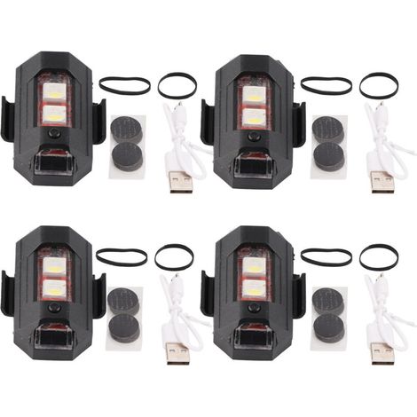 Feux de sécurité LED clignotants pour drones, motos, VTT, vélos - Lot de 4 (1/5)