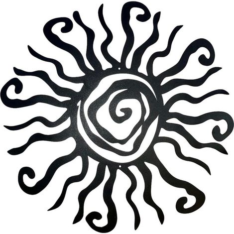 Décoration Murale Métal Soleil Spiralé 31 cm – Sculpture Noire Antirouille, Intérieur et Extérieur, Idéale pour Chambre, Jardin, Maison et Patio (1/5)