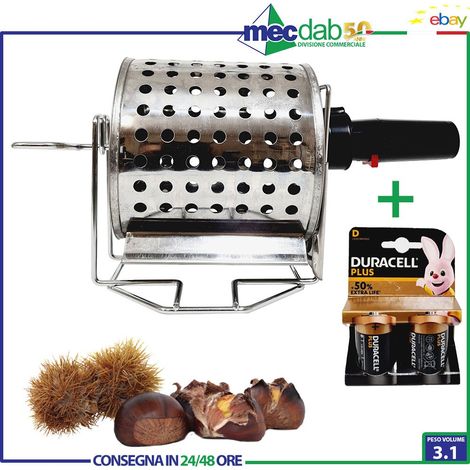 Ferraboli Tostacastagne con Motore a Batteria per Fornello a Gas e Barbecue NEW  Cestello CAPIENTE 1 KG in Acciaio Inox Forato facili Caldarroste a casa in cucina Qualita' stile Made in Italy (1/5)