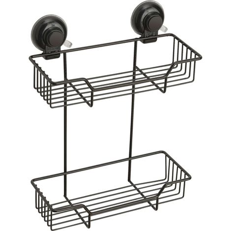 GEDY HO191400100 Porta Objetos Doble Ventosa Negro Mate - ref: HO191400100