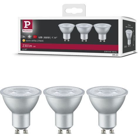 Lampe LED réflecteur 3x4 watts ampoule Alu poire éclairage 2700 K GU10 (1/5)