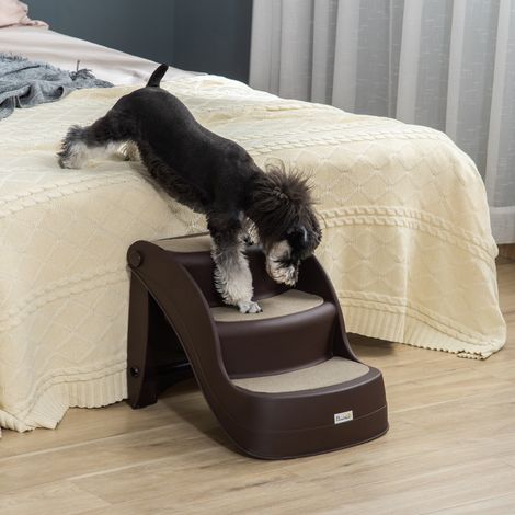 Échelle pliable pour chien avec 3 marches antidérapantes en PP, 49 x 38 x 38 cm, marron (1/5)