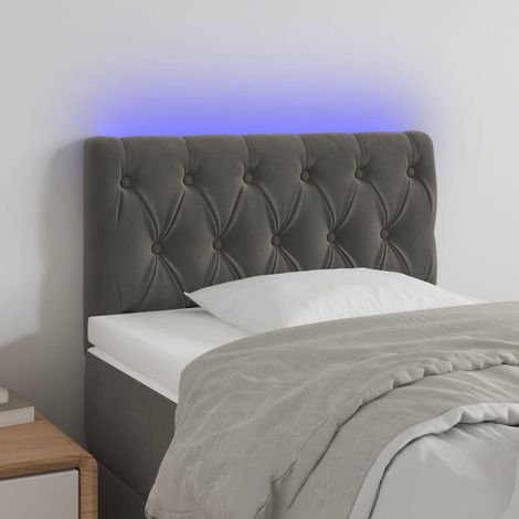 Tête de lit à LED - Design industriel - Pour Lit adulte - Gris foncé 80x7x78/88 cm Velours Chic-953971 (1/5)