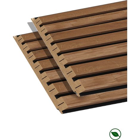 Forestea – Lot de 2 panneaux décoratifs muraux MDF effet chêne – Dimensions 1250 x 287 x 20 mm – Surface 0,72 m² – Pose par collage ou vissage