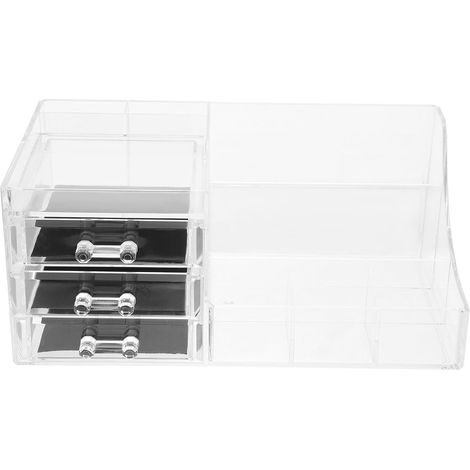 Boîte de rangement pour cosmétiques avec tiroirs, organisateur de maquillage de bureau à 3 tiroirs, grande capacité, pour salle de bain et commode (1/5)
