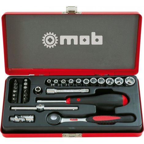 Coffret métallique 1/4" – 29 pièces 6 pans avec cliquet - MOB (1/4)
