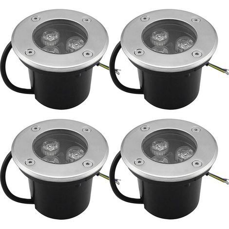 Lot de 4 spots LED encastrables en acier inoxydable – Projecteurs extérieurs étanches, LED 3 W, blanc chaud 3000 K, indice de protection IP67 pour l'éclairage des allées et du jardin (1/5)