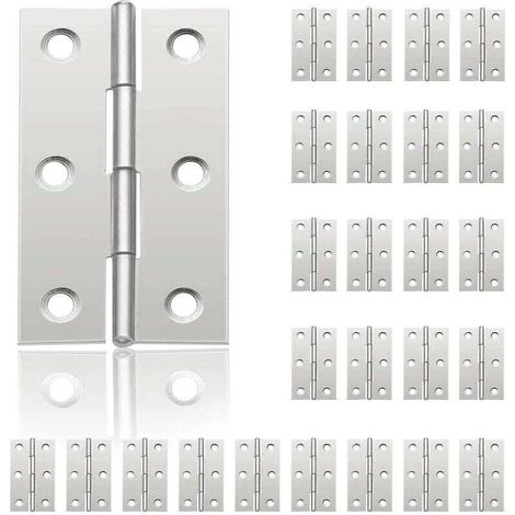 24 petites charnières pour portes, charnière en acier inoxydable, charnières de porte de bricolage pour porte de placard, charnière de piano, boîtes à bijoux, meubles de maison, armoire (44 mm 32