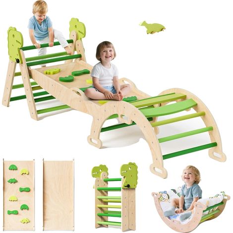 Juego de escalada, material de madera, dimensiones 48" x 36" x 36", uso en interiores, fomenta la actividad física, bordes redondeados para mayor seguridad. (1/5)