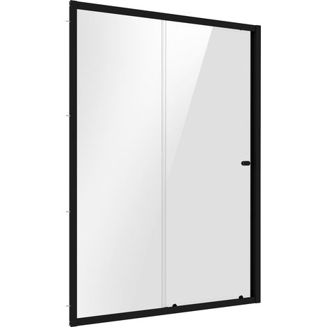 Baridi DH295 Sliding Shower Door 1200 x 1850mm, 6mm Tempered Glass, Reversible - Black
