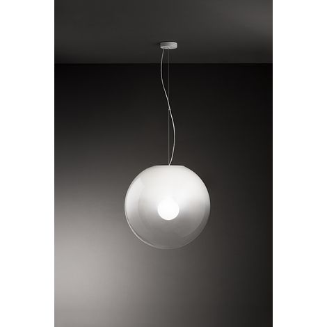 Suspension En Verre Soufflé Blanc Opale Nuancé, Structure En Métal Et Aluminium, Diamètre 50 Cm, Culot E27, Classe I, Ip20 - Perenz Par Perenz