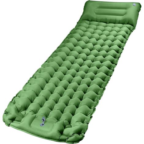 Materasso da campeggio con pompa a pedale, materassino gonfiabile automatico spesso 10 cm, materasso da trekking con cuscino, materasso ad aria ultraleggero, adatto per campeggio, tenda e zaino in spa (1/5)