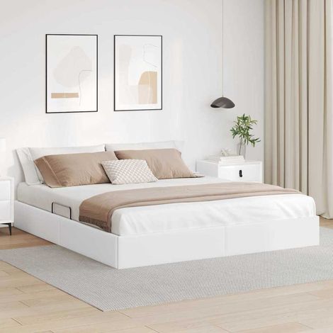 vidaXL Letto con Contenitore Bianco Puro 183 x 213 cm Similpelle (1/5)