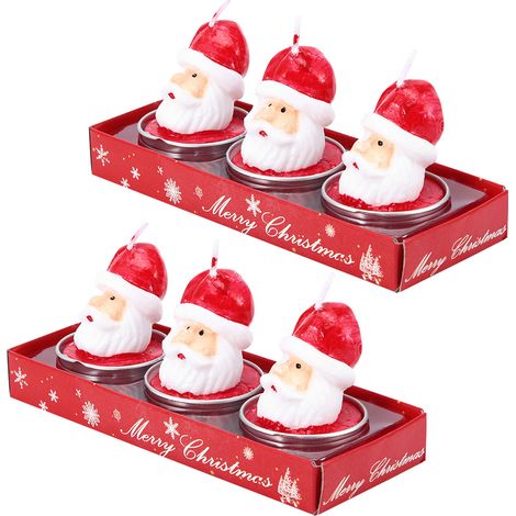 2 bougies décoratives en forme de tête de Père Noël, bougies chauffe-plat, ornements pour table, fête ou Noël (1/5)