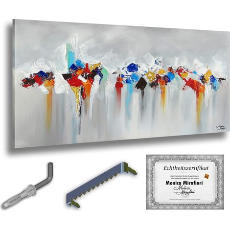 Monica Mirafiori  Dipinto a mano al 100%  Quadro L'Aventure 140x70cm  Dipinto dipinto a mano  Pittura acrilica  Quadro acrilico di grandi dimensioni  Arte moderna  Stampe d'arte (1/5)