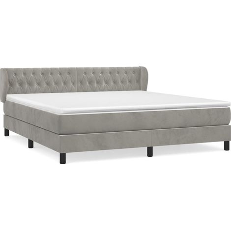 Maison Exclusive - Giroletto a Molle con Materasso Grigio Chiaro 180x200cm Velluto
