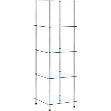 Etagère en verre trempé Solika – Élégance et polyvalence 132 cm-Transparent-Hauteur 132 cm (1/5)