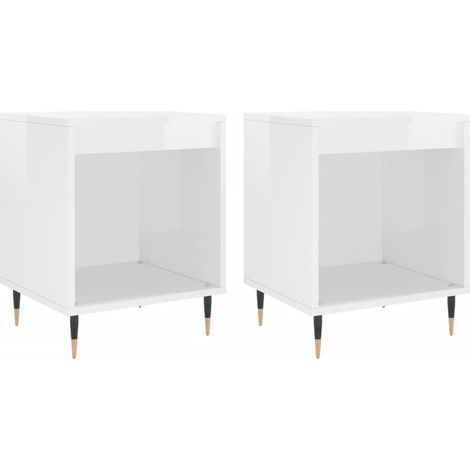 Juego de 2 mesitas de noche con compartimento abierto 40 x 35 x 50 cm madera contrachapada blanca DEC035006