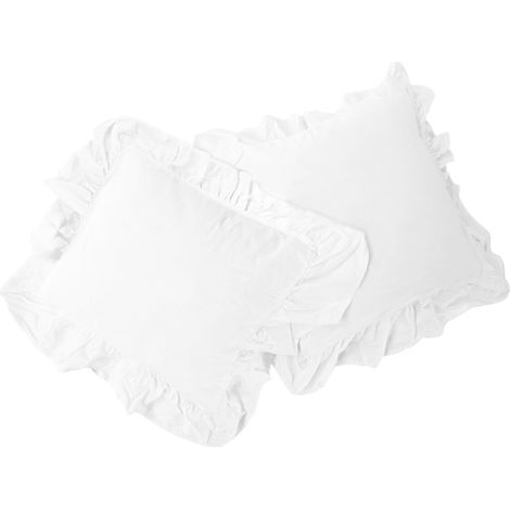 Kissenbezug-Set (40x40 cm), 2 Kissenbezüge mit Rüschen, optimales Weiß (1/5)