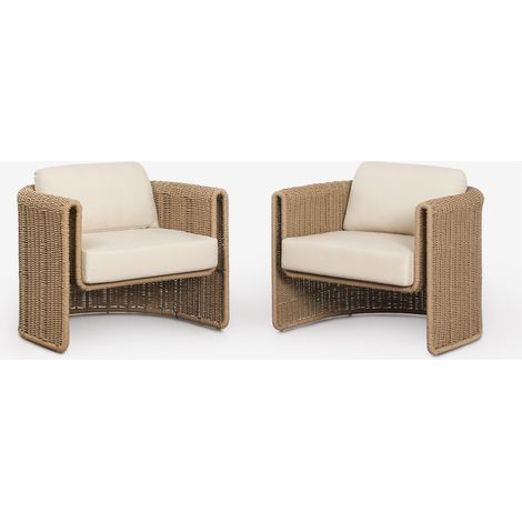 Pack de 2 sillones de jardín en acero y ratán sintético Lina SKLUM        (1/5)