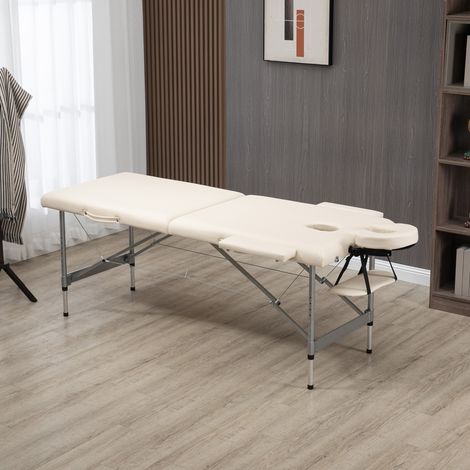 Table Massage Pliante Hauteur Réglable Positions Appuie-tête Accoudoirs 186x71x62-83 Beige (1/4)