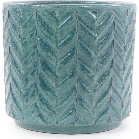 Pot de fleur en céramique bleu aqua brillant, diamètre 24,5 cm, avec trou de drainage pour succulentes et plantes d'intérieur (1/5)
