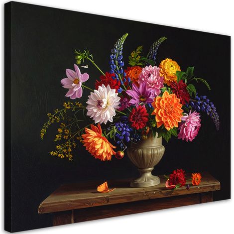 Cuadro en Lienzo, Ramo de flores de colores en un jarrón, 30x20 (1/5)