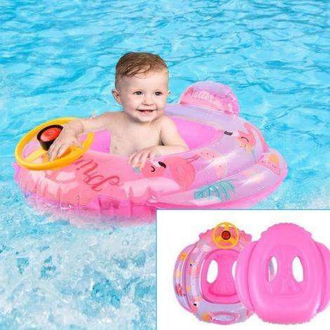 Bouée Bébé Gonflable, Anneau de Natation Gonflable, Pour Enfants de 8 à 48 Mois Avec Poignée au Volant (1/4)