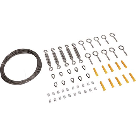 Kit de Suspension en Câble Acier PVC 15m avec Accessoires Aluminium pour Fixation Murale (1/5)