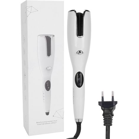 Fer à friser automatique anti-brûlure LCD portable blanc 110-240V prise UE, lisseur boucleur cheveux professionnel (1/5)