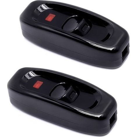Pcs Noir Interrupteur Lampe Inline Switch 250V 10A Interrupteur Intermédiaire avec Voyant Led Interrupteur à Cordon en Ligne pour Lampe de Chevet Lampe Table Câble éLectrique Miroir Lampe (1/5)