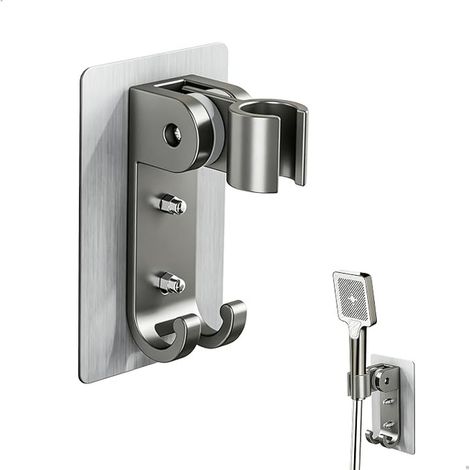 Shower Head Holder, 120° Adjustable Hook, Attachment with Hooks, No Drilling, to Walls, Bathrooms and Toilets (1/4)