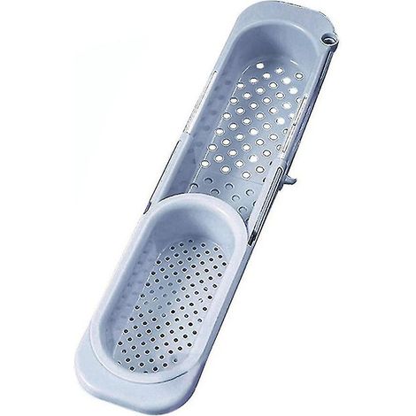 Porte-éponge télescopique pour évier de cuisine, bleu (1/5)