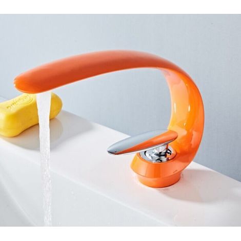 Robinets De Lavabo Salle De Bains Laiton Évier Mitigeur Mitigeur Monotrou Vanité Grue Lavabo Art Évier Robinet-orange (1/3)
