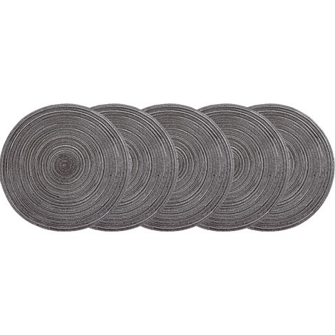 Set De Table Rond - Tissu Tissé - Résistant À La Chaleur - Pour Salle À Manger Intérieur Extérieur - Lot De 5 (1/5)