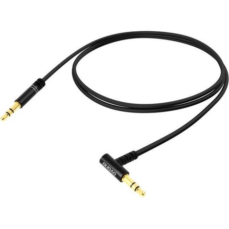Câble Audio Jack 3.5 mm - Noir - Mâle-Mâle - Embout coudé 90° - 1m - Qualité audio optimale
