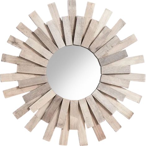 Miroir décoratif mural en bois, miroir de salle de bain, miroir cosmétique pour salle de bain à domicile, miroir rond créatif, accessoires photo (1/5)