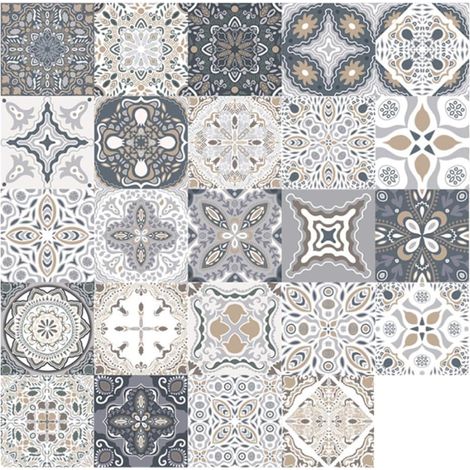 24 Pièces Autocollants pour Carrelage Stick On Tiles en Pvc Carré Vintage, Faciles à Nettoyer, pour Décoration Salle de Bain et Rénovation la Cuisine (1/5)