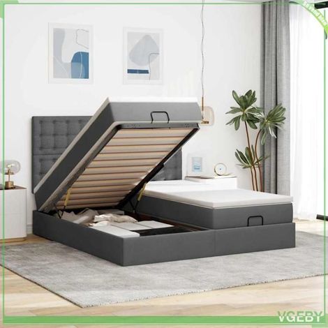 Cadre de lit ottoman - 3313735 - 180x200 cm - Gris foncé - Rangement hydraulique (1/5)
