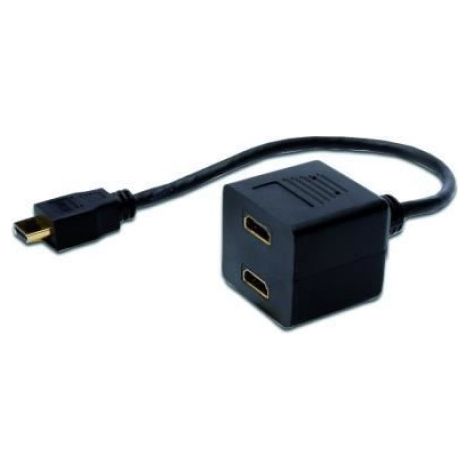 Splitter HDMI - Digitus - Y-splitter 2 Femelles - 0.2m - HDMI 1.3 - Plaqué Or