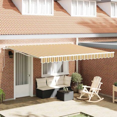 Toldo retráctil Multicolor 400 x 300 cm Poliéster y Aluminio